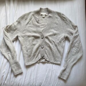 H&M Light Gray Pearl Button-Up Cardigan